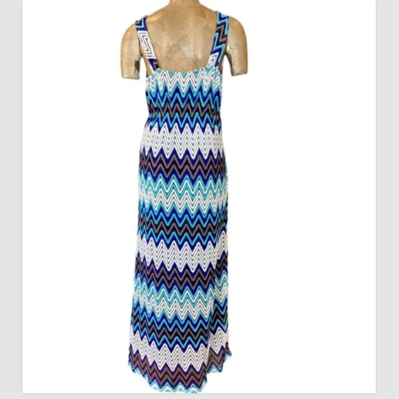 Adore Sleeveless Chevron/Zig-Zag Lace Multicolor V-Neck Maxi Dress M 294E - Picture 5 of 8
